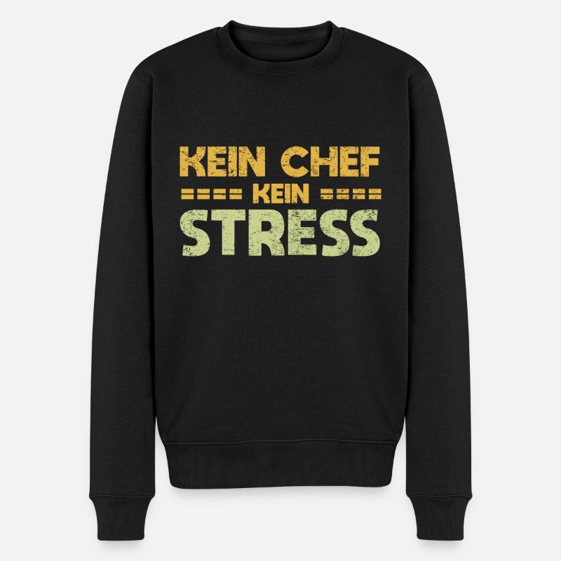 Kein Chef, Kein Stress - Männer Premium Bio Pullover - Schwarz