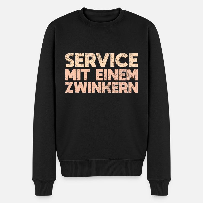 Service Mit Einem Zwinkern - Männer Premium Bio Pullover - Schwarz