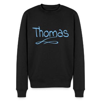 Thomas - Männer Premium Bio Pullover - Schwarz - Vorne - Nico (187cm)