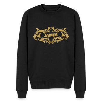 in James - Männer Premium Bio Pullover - Schwarz - Vorne - Nico (187cm)