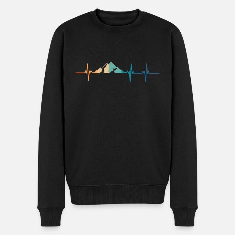 Herzschlag der Berge - Männer Premium Bio Pullover - Schwarz