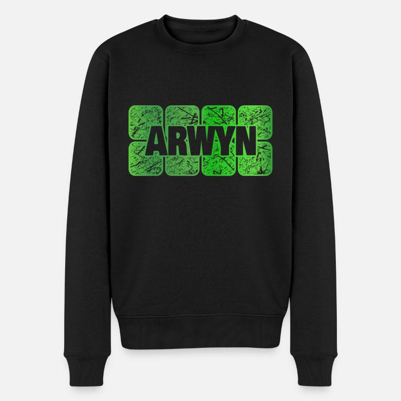 Vorname Arwyn - Männer Premium Bio Pullover - Schwarz