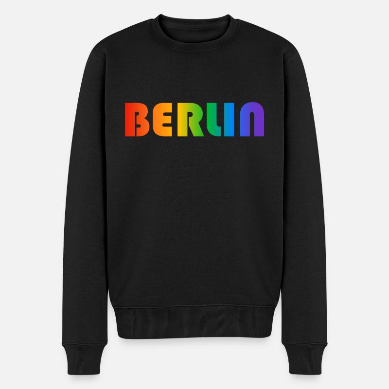 Berlin Rainbow Text - Men's Premium Organic Jumper - black