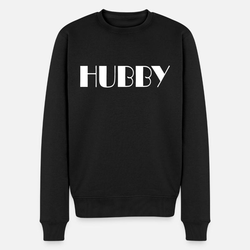 Hubby Funny Dad Joke Groom Humor Marriage - Männer Premium Bio Pullover - Schwarz