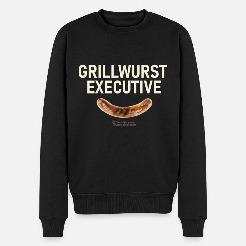 Grillspruch Grillwurst Executive - Männer Premium Bio Pullover - Schwarz