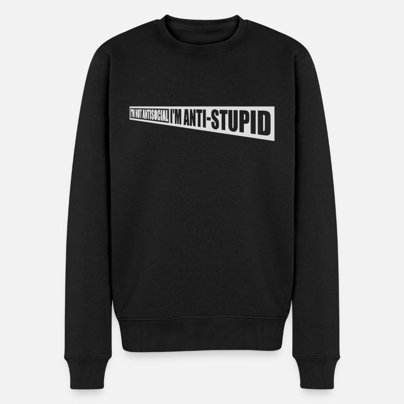 pas antisocial anti-stupide - Pull Premium bio Homme - noir