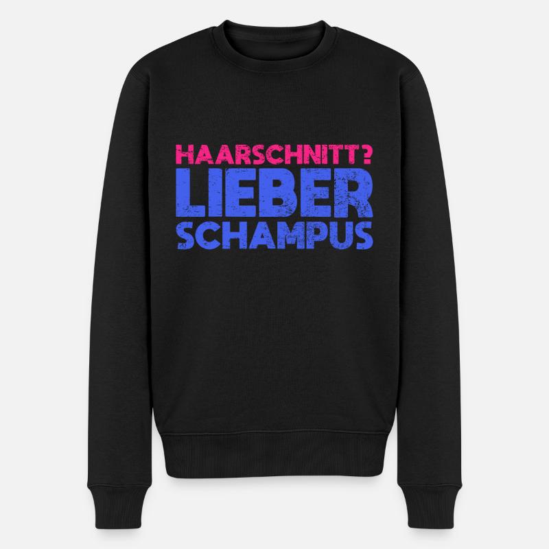 Haarschnitt? Lieber Schampus - Männer Premium Bio Pullover - Schwarz