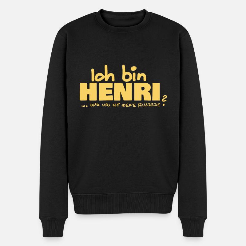 Ausrede Henri - Männer Premium Bio Pullover - Schwarz