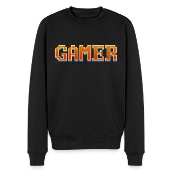 Gamer - Männer Premium Bio Pullover - Schwarz - Vorne - Nico (187cm)