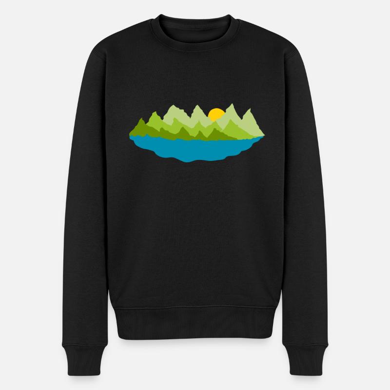 Landschaft - Bäume - See - Männer Premium Bio Pullover - Schwarz