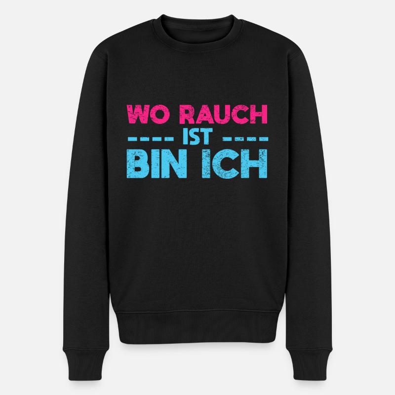 Wo Rauch Ist, Bin Ich - Männer Premium Bio Pullover - Schwarz