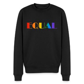 GLEICHER REGENBOGENTEXT - Männer Premium Bio Pullover - Schwarz - Vorne - Nico (187cm)