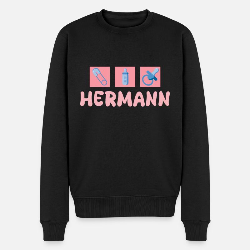 Hermann als Schnuller - Männer Premium Bio Pullover - Schwarz