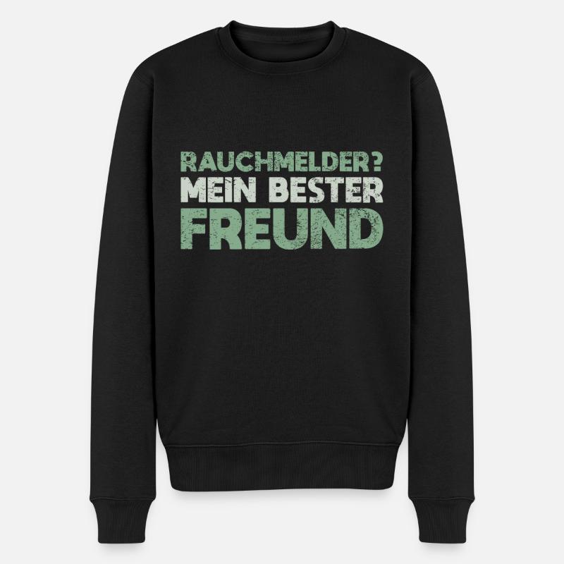 Rauchmelder? Mein Bester Freund - Männer Premium Bio Pullover - Schwarz