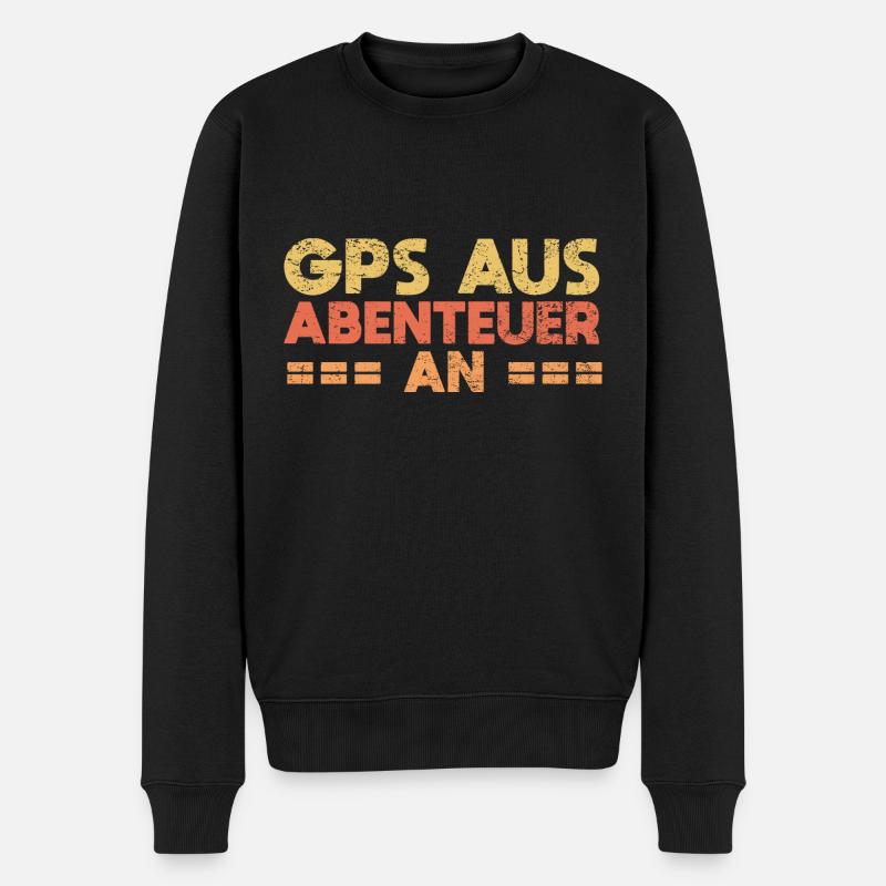 GPS Aus, Abenteuer An - Männer Premium Bio Pullover - Schwarz