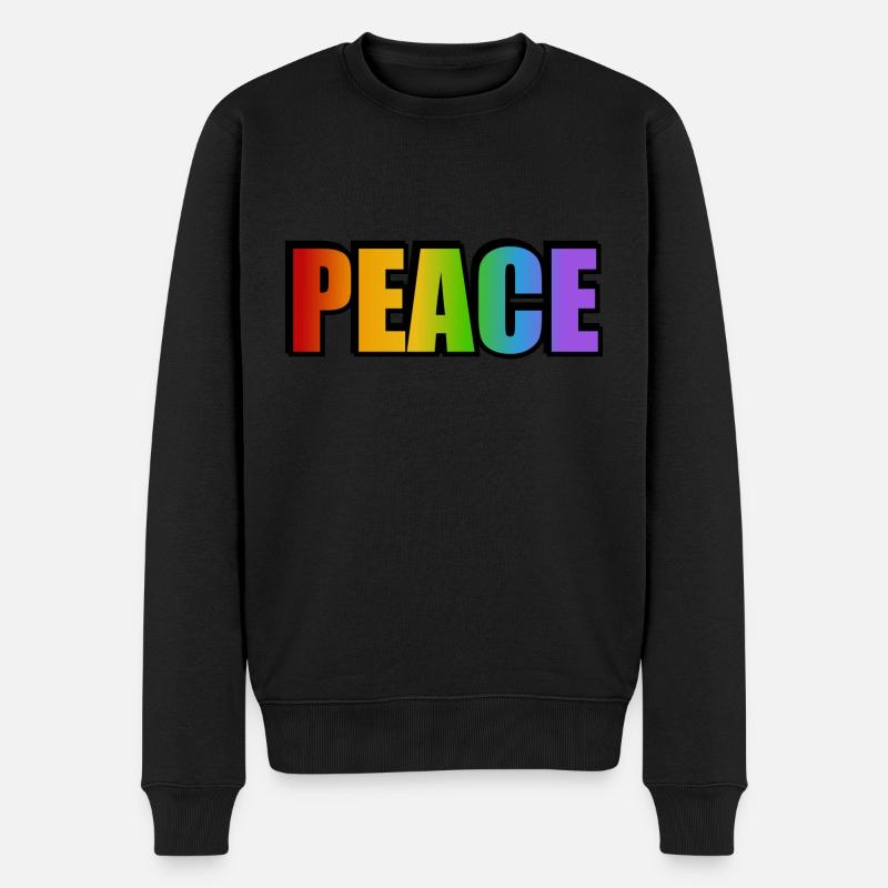 Friedens-Regenbogen - Männer Premium Bio Pullover - Schwarz