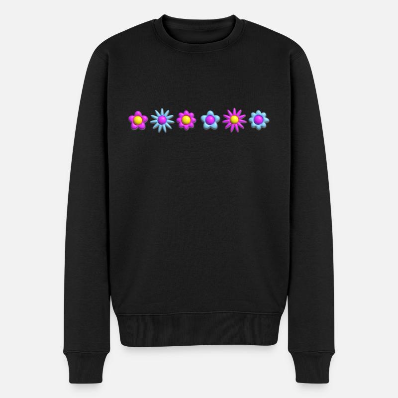 Blumen Blüten in Reihe 3D - Männer Premium Bio Pullover - Schwarz