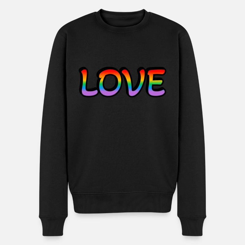 Amour arc-en-ciel rétro - Pull Premium bio Homme - noir