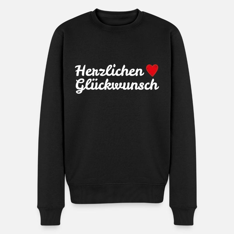Herzlichen Glückwunsch Geburtstagsgruß - Männer Premium Bio Pullover - Schwarz
