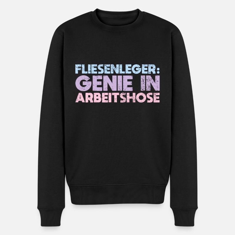 Fliesenleger: Genie In Arbeitshose - Männer Premium Bio Pullover - Schwarz