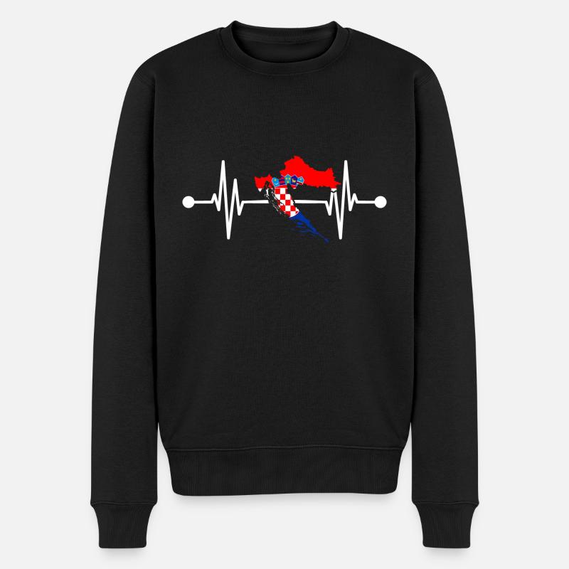 Kroate Kroatisch Herzschlag Kroatien - Männer Premium Bio Pullover - Schwarz
