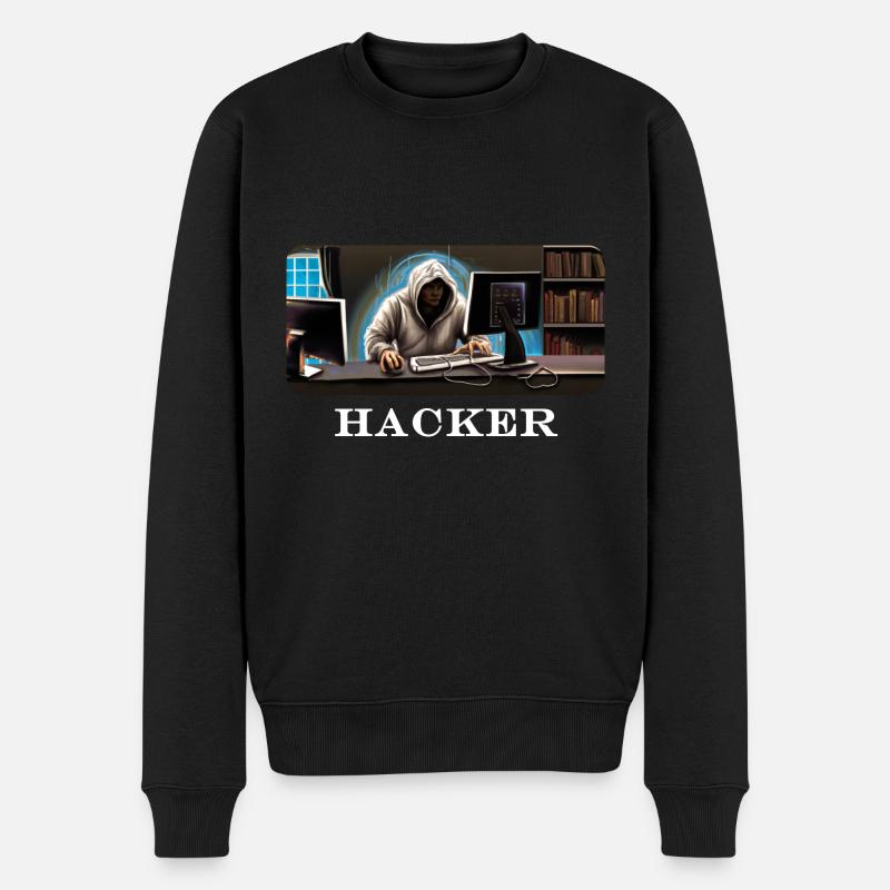 hacker - Männer Premium Bio Pullover - Schwarz