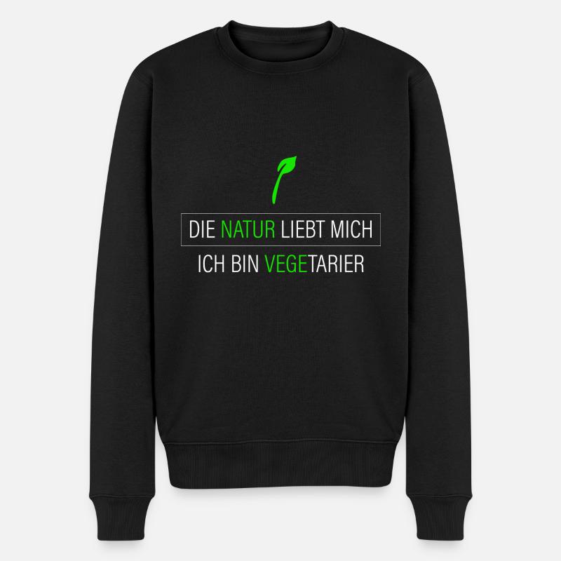 die Natur liebt mich - Vegetarier - Männer Premium Bio Pullover - Schwarz