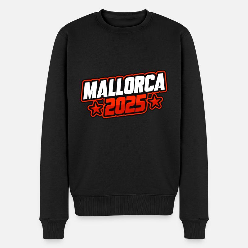 Mallorca 2025 Spruch - Männer Premium Bio Pullover - Schwarz