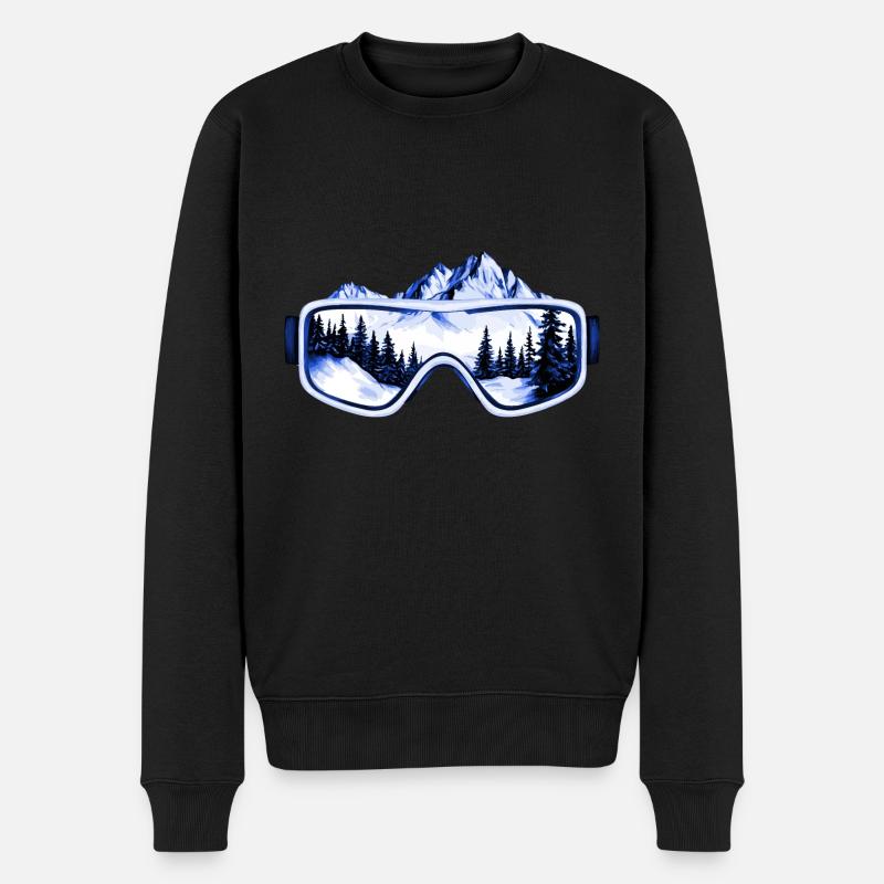 Skibrille Berge - Männer Premium Bio Pullover - Schwarz