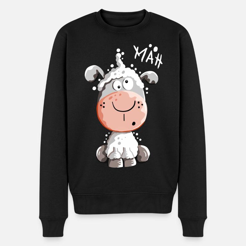 Drolliges Schaf - Schafe - Lamm - Fun - Männer Premium Bio Pullover - Schwarz