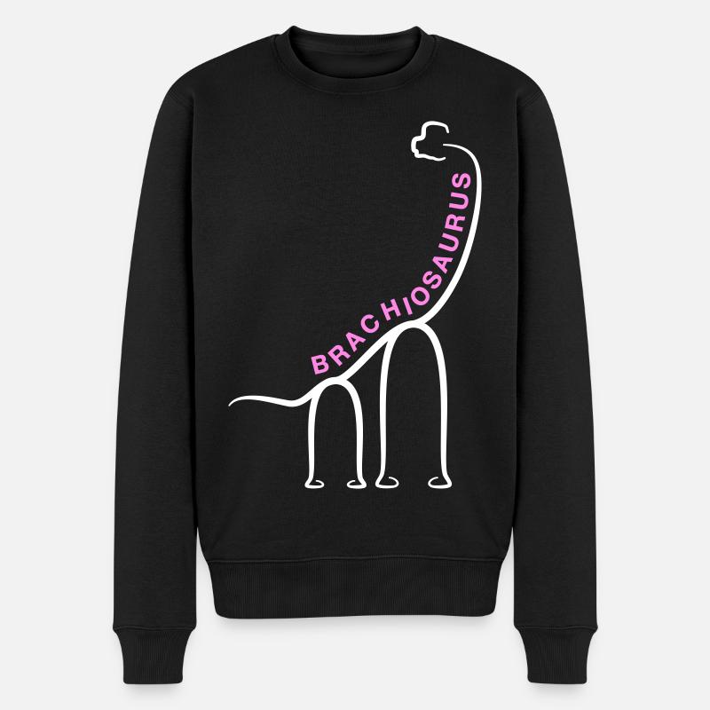 Dinosaure Brachiosaurus Dino Line Graphique - Pull Premium bio Homme - noir