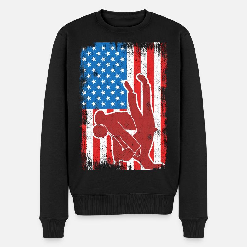 Judo USA Flagge - Männer Premium Bio Pullover - Schwarz