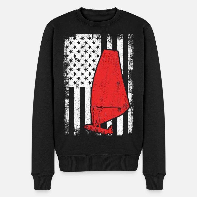 Planche à voile USA Flag - Pull Premium bio Homme - noir