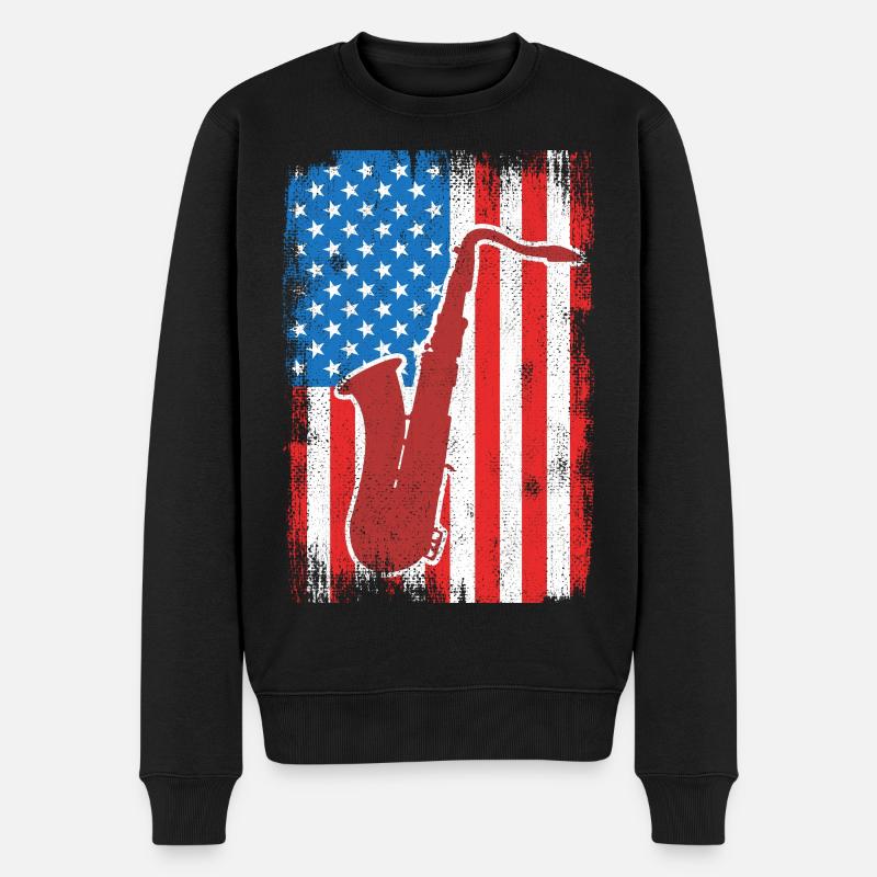 4. Juli USA Saxophon - Männer Premium Bio Pullover - Schwarz