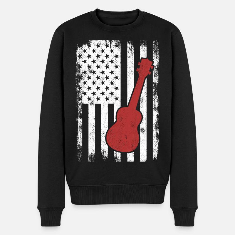 US Ukulele Spieler - Männer Premium Bio Pullover - Schwarz