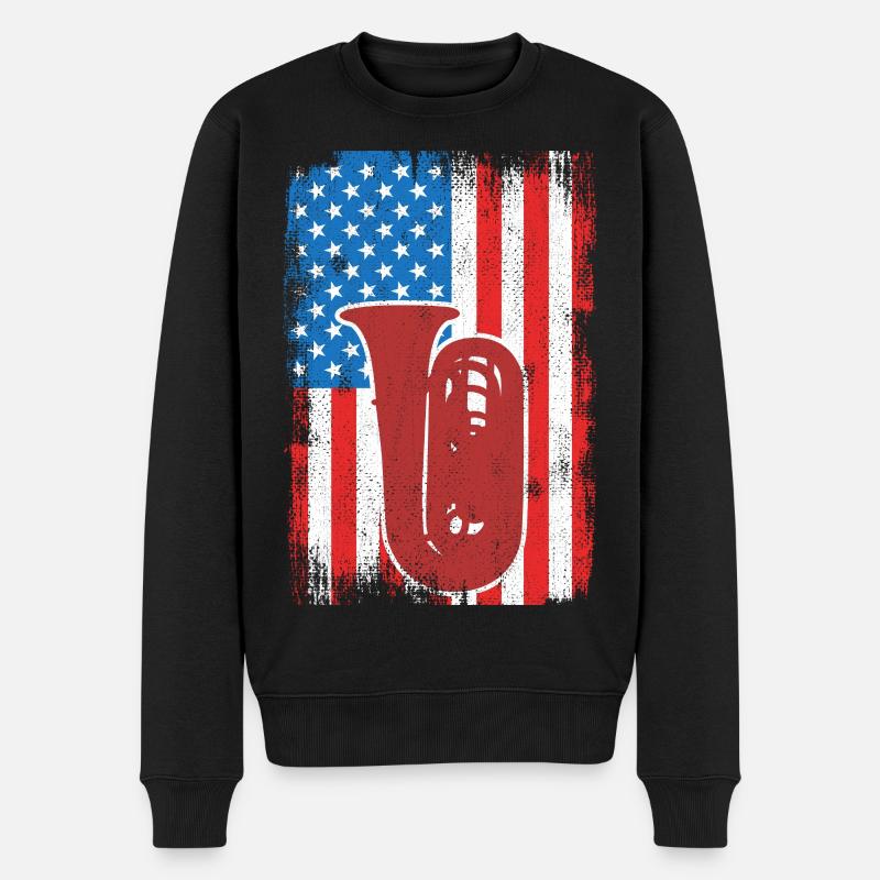Joueur de tuba U.S. Flag - Pull Premium bio Homme - noir