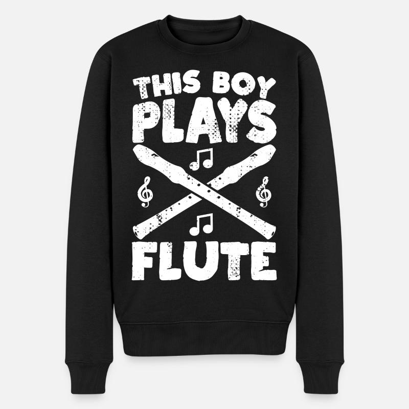 Dieser Junge spielt Flöte - Männer Premium Bio Pullover - Schwarz
