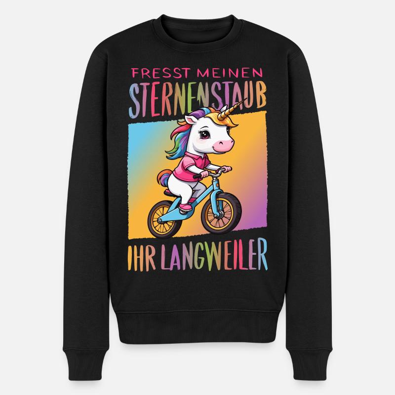 Licorne mignonne à vélo - Pull Premium bio Homme - noir