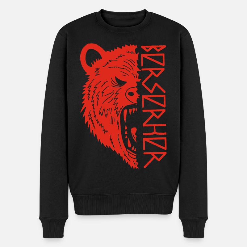 Roter Bär Krieger - Männer Premium Bio Pullover - Schwarz
