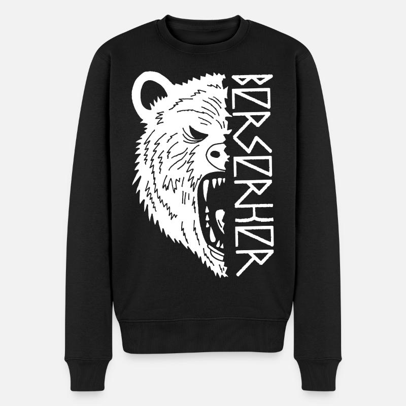 Eisbär-Krieger - Männer Premium Bio Pullover - Schwarz