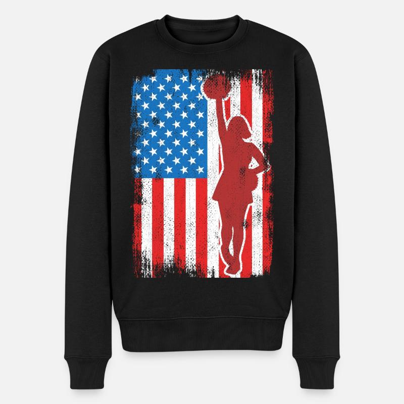 USA Patriotische Cheerleaderin - Männer Premium Bio Pullover - Schwarz