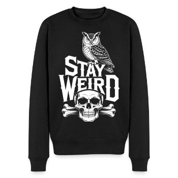 Stay Weird Eule Schädel - Männer Premium Bio Pullover - Schwarz - Vorne - Nico (187cm)