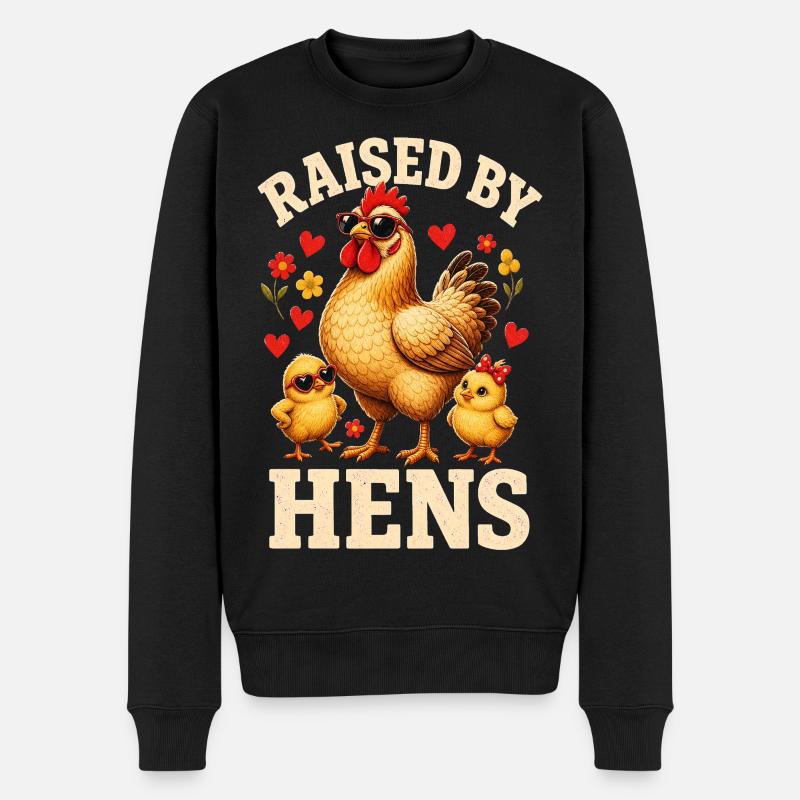 RAISED BY HENS - Männer Premium Bio Pullover - Schwarz