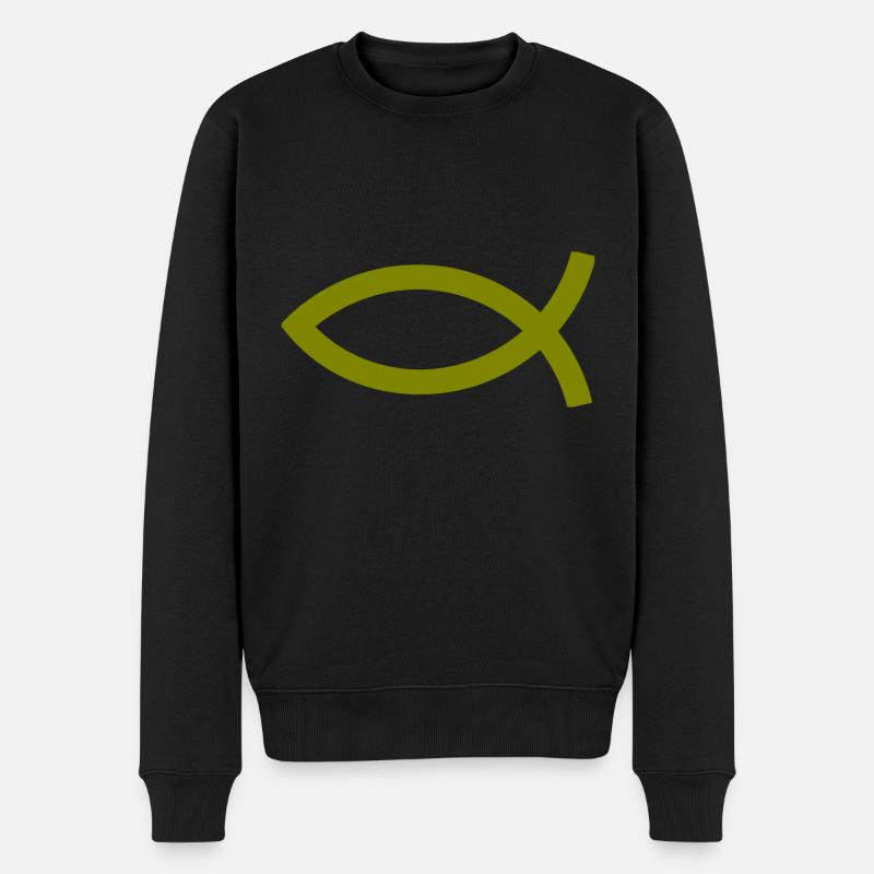 Jesusfisch Ichthys Fisch Fische - Männer Premium Bio Pullover - Schwarz