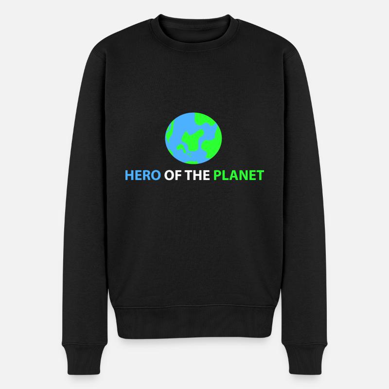 Held des Planeten - Männer Premium Bio Pullover - Schwarz