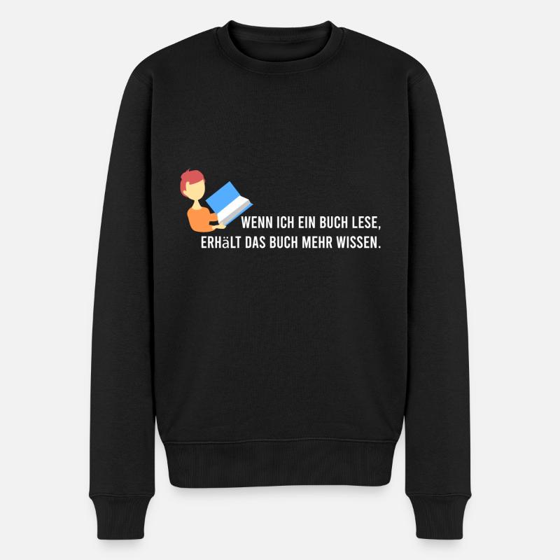 Wenn ich ein Buch lese - Männer Premium Bio Pullover - Schwarz