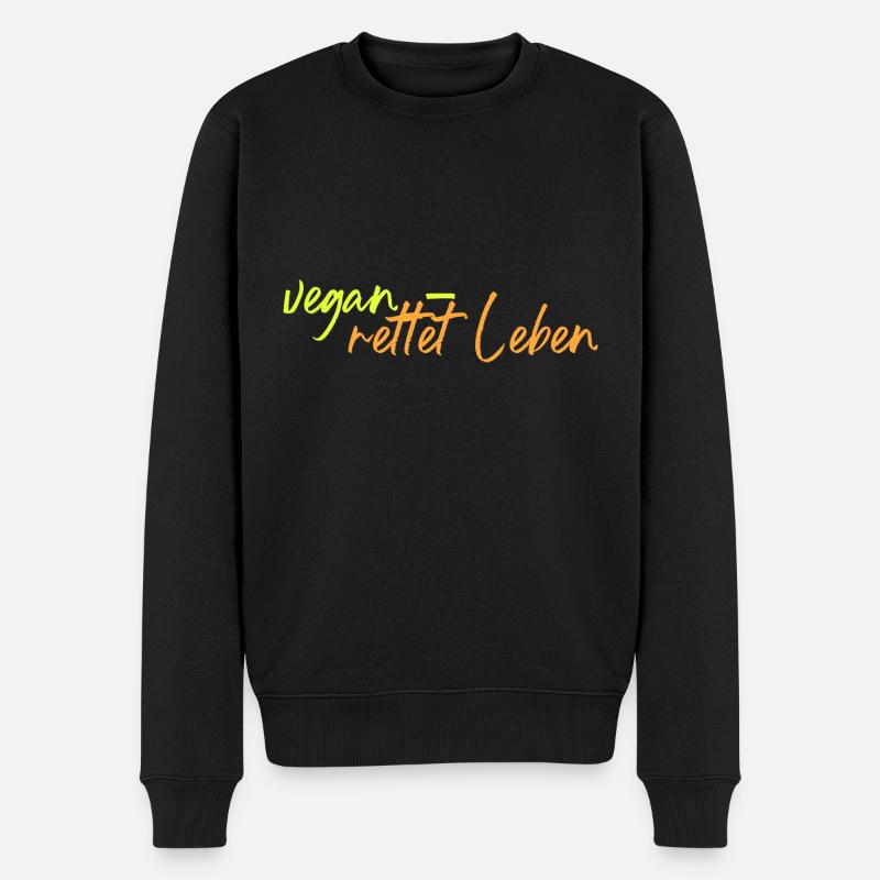 Vegan - rettet Leben - Männer Premium Bio Pullover - Schwarz