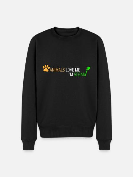 Animals love me - I'm vegan - Men's Premium Organic Jumper - black