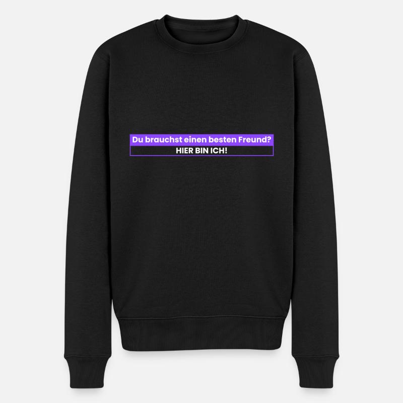 Du suchst einen besten Freund? - Männer Premium Bio Pullover - Schwarz