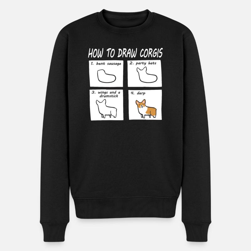 corgi - Männer Premium Bio Pullover - Schwarz